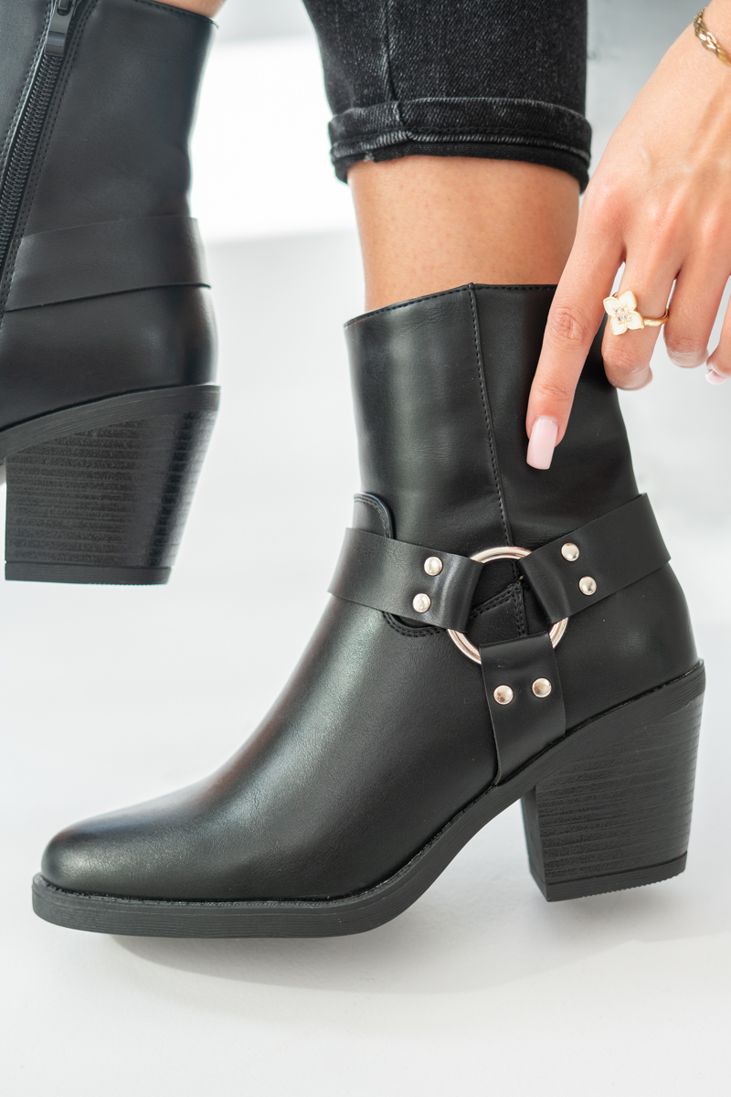 Botki na obcasie kowbojki Czarne